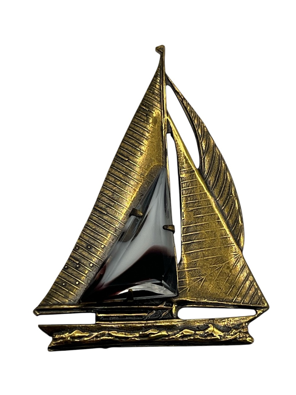 Sadie Green gold tone sailboat nautical brooch pin